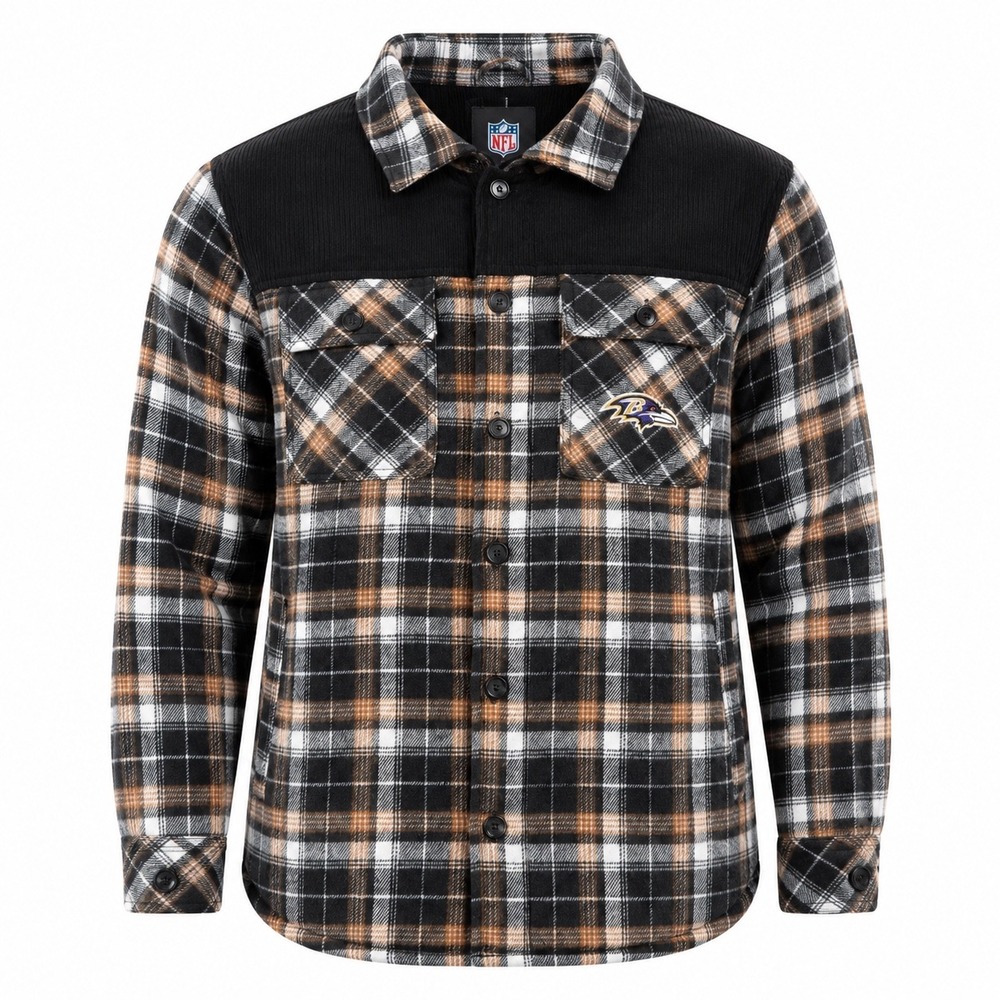 Baltimore‎ Ravens NEW NFL Plaid Quilted Thermal Jacket Mens Medium coat outdoor